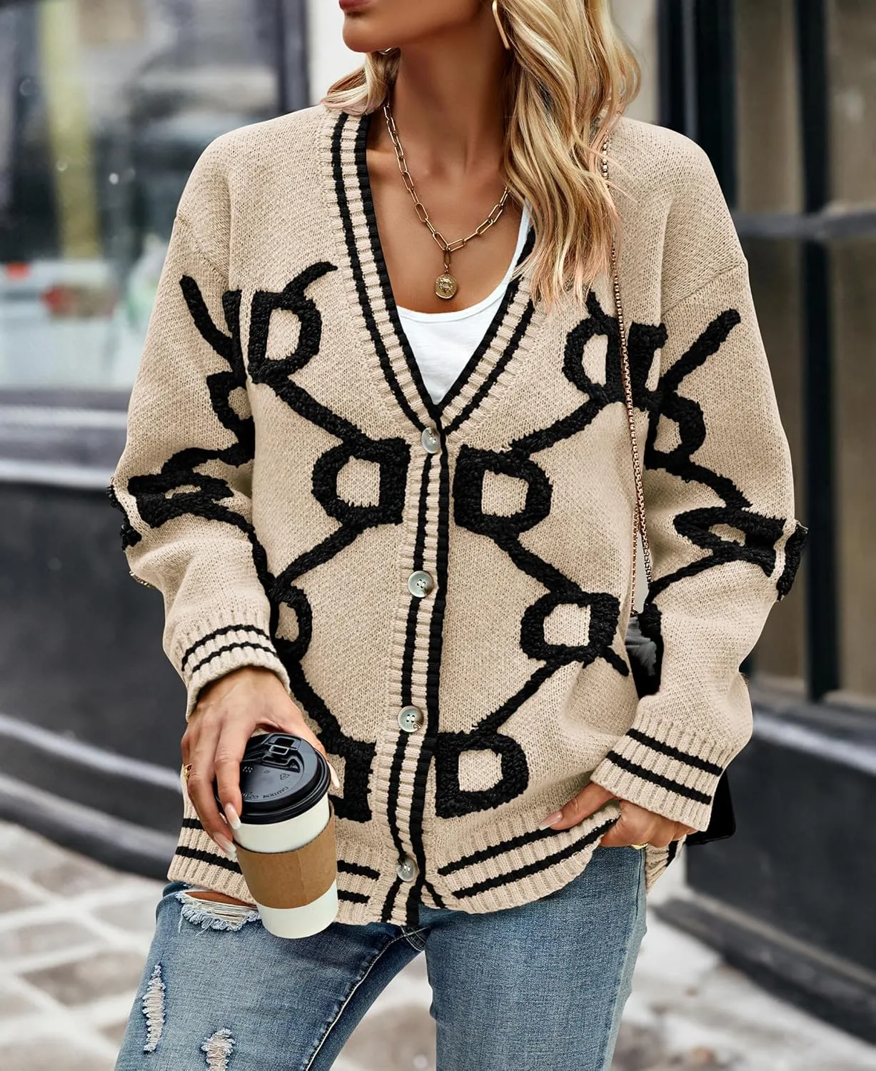 PRETTYGARDEN Women's Spring Fall Chunky Knit Cardigan Sweaters Casual Open Front Button Up Winter Coats Outerwear