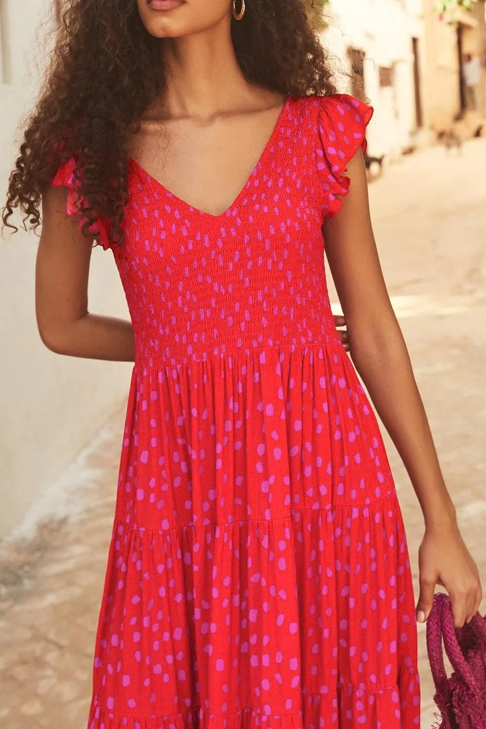 PRETTYGARDEN Women's Summer Flowy Maxi Dress Casual Cap Sleeve V Neck Smocked Beach Sundress