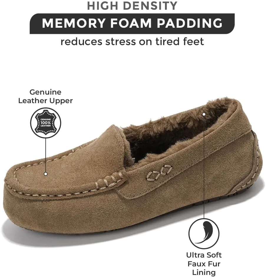 Project Cloud Genuine Suede Loafers for Women - Comfortable Outdoor Slippers for Women Footwear with Memory Foam - Womens Slippers - Stylish Womens Moccasin (Cathi)