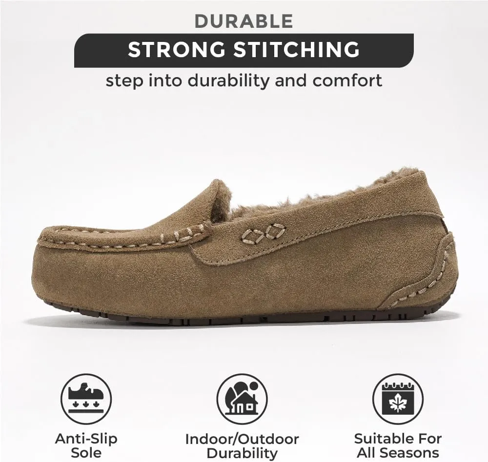 Project Cloud Genuine Suede Loafers for Women - Comfortable Outdoor Slippers for Women Footwear with Memory Foam - Womens Slippers - Stylish Womens Moccasin (Cathi)