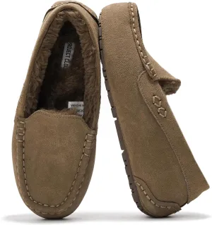 Project Cloud Genuine Suede Loafers for Women - Comfortable Outdoor Slippers for Women Footwear with Memory Foam - Womens Slippers - Stylish Womens Moccasin (Cathi)