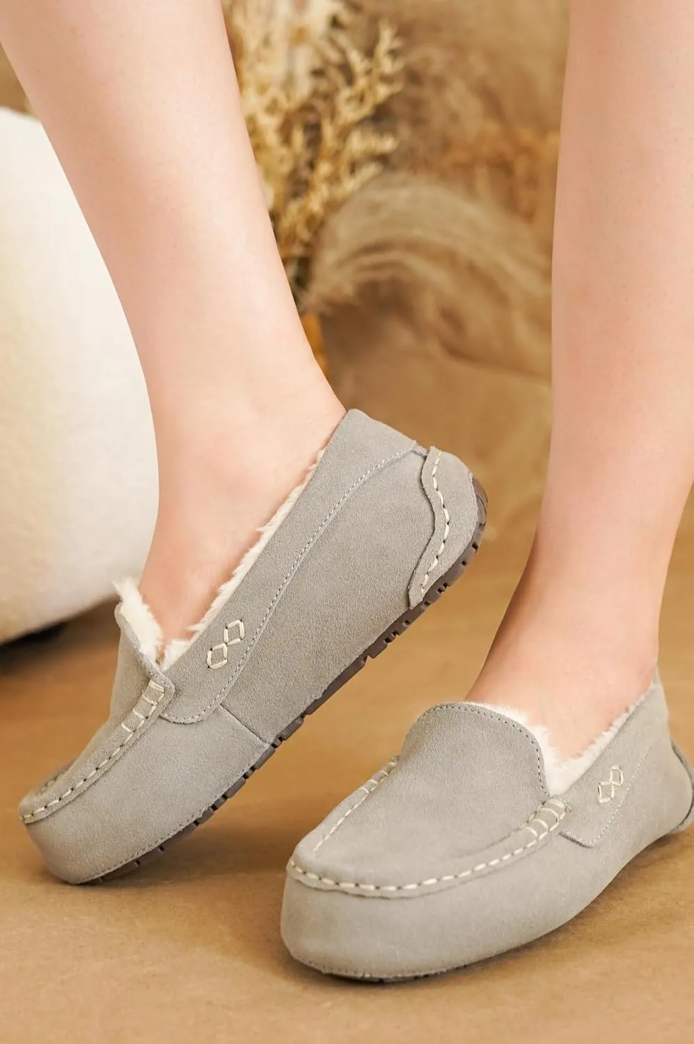 Project Cloud Genuine Suede Loafers for Women - Comfortable Outdoor Slippers for Women Footwear with Memory Foam - Womens Slippers - Stylish Womens Moccasin (Cathi)