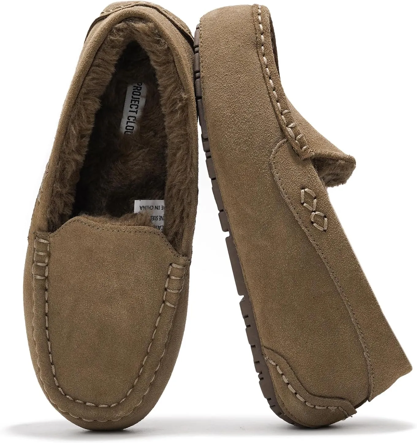 Project Cloud Genuine Suede Loafers for Women - Comfortable Outdoor Slippers for Women Footwear with Memory Foam - Womens Slippers - Stylish Womens Moccasin (Cathi)