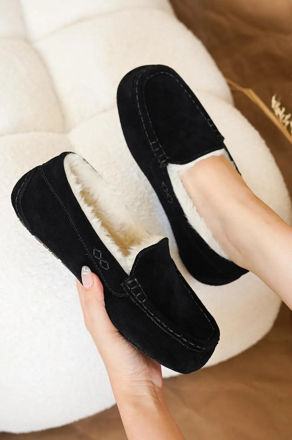 Project Cloud Genuine Suede Loafers for Women - Comfortable Outdoor Slippers for Women Footwear with Memory Foam - Womens Slippers - Stylish Womens Moccasin (Cathi)