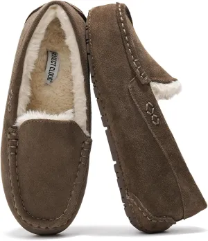 Project Cloud Genuine Suede Loafers for Women - Comfortable Outdoor Slippers for Women Footwear with Memory Foam - Womens Slippers - Stylish Womens Moccasin (Cathi)