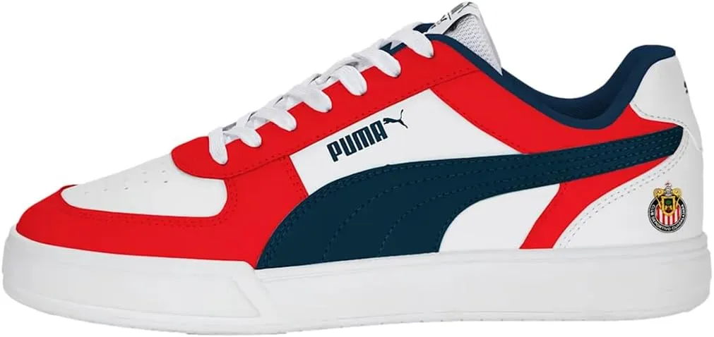 Puma Men's Caven Chivas Indoor Soccer Shoes - Leather Upper, SoftFoam  Cushioned Sole, Eco-Friendly, Perfect for True Fans (White/Red/Navy, US Footwear Size System, Adult, Men, Numeric, Medium, 8.5)