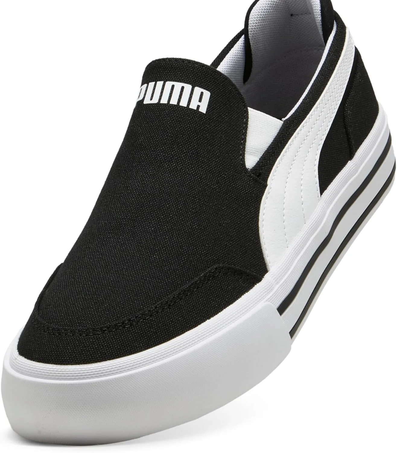PUMA Men's Court Classic Vulc Slip On Shoes, White, 11.5