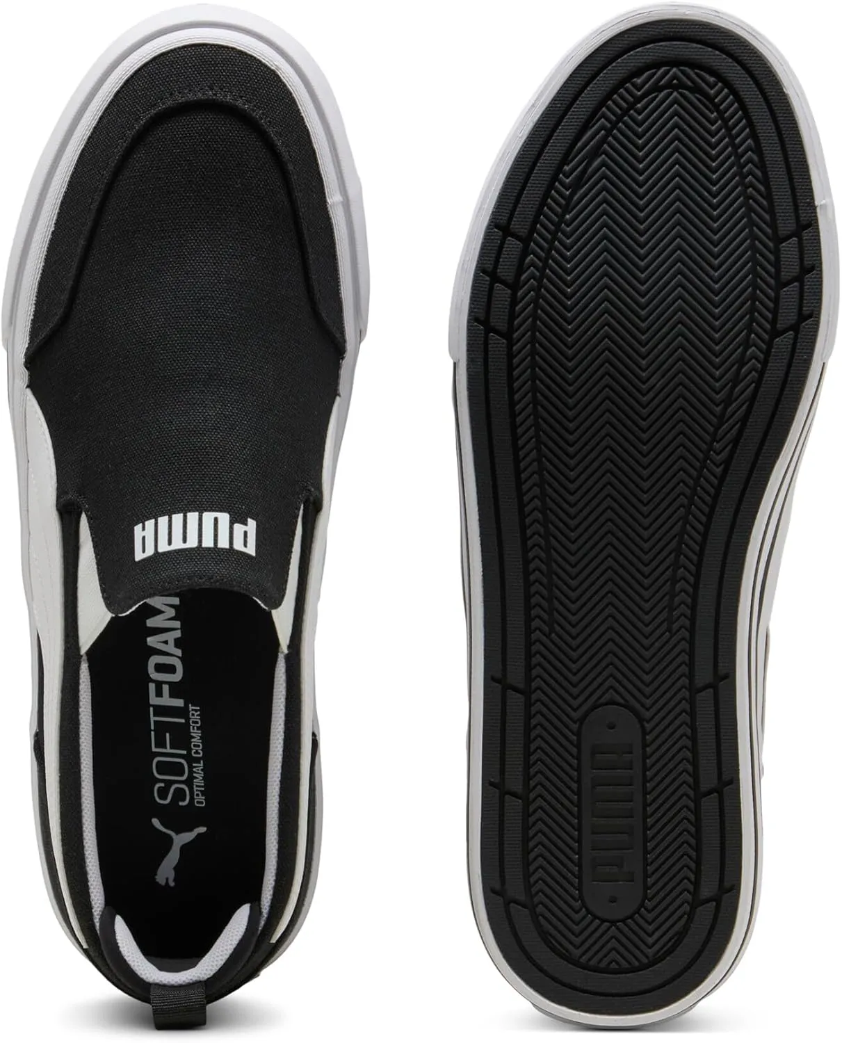 PUMA Men's Court Classic Vulc Slip On Shoes, White, 11.5