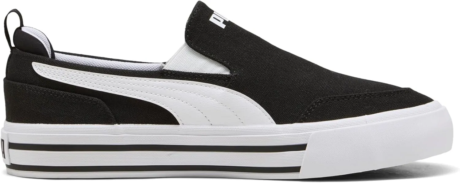 PUMA Men's Court Classic Vulc Slip On Shoes, White, 11.5