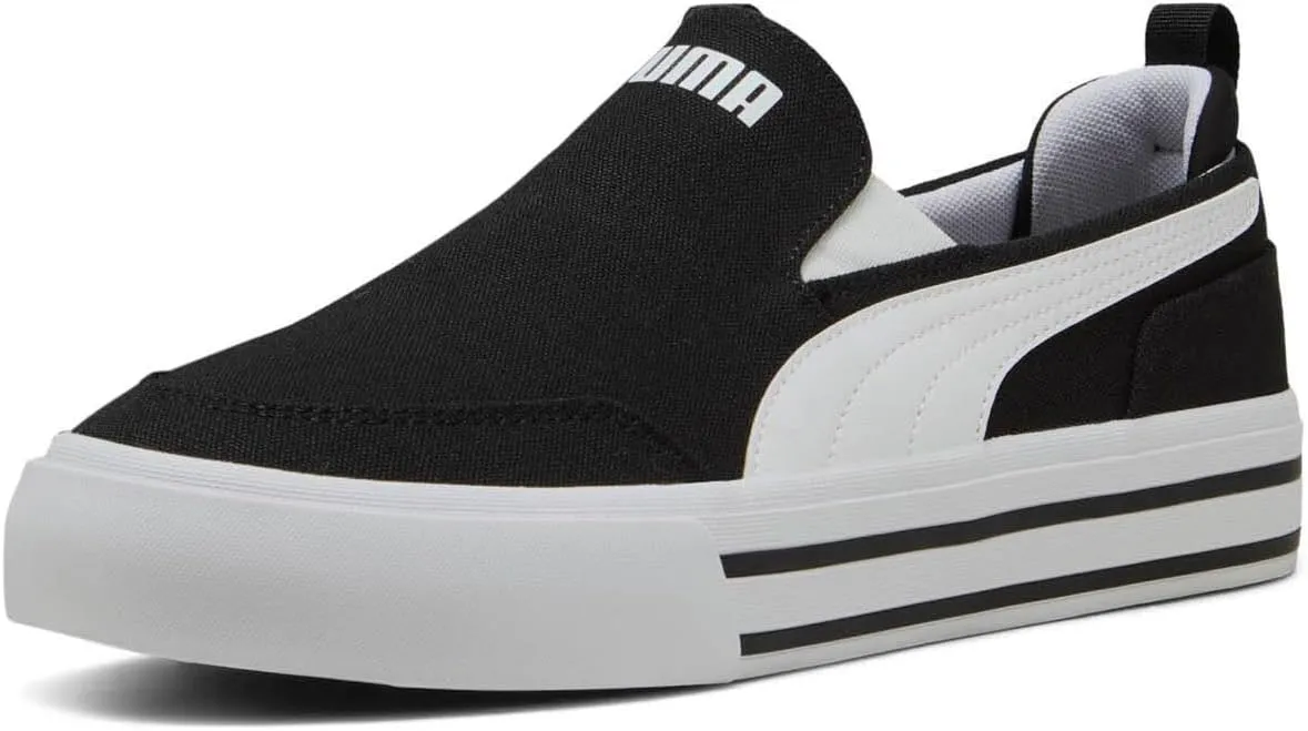 PUMA Men's Court Classic Vulc Slip On Shoes, White, 11.5