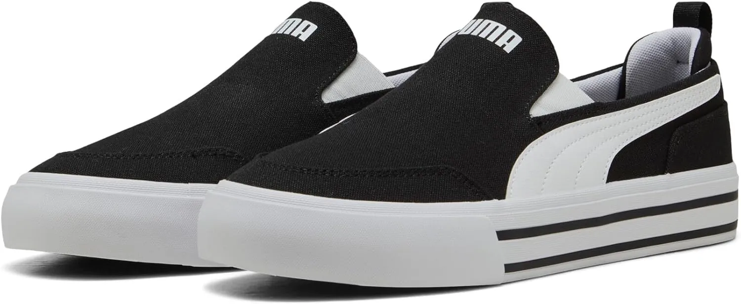 PUMA Men's Court Classic Vulc Slip On Shoes, White, 11.5