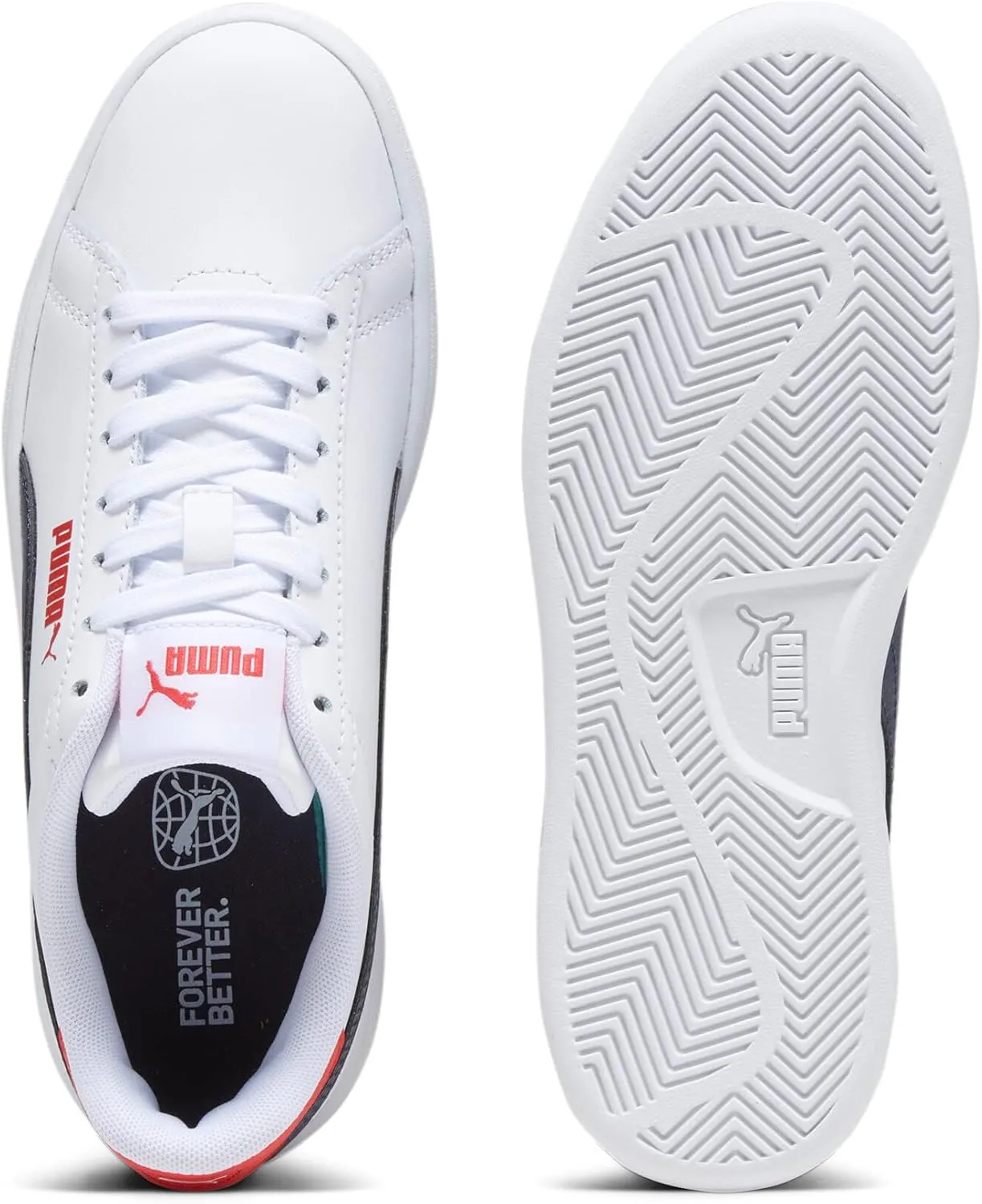 PUMA Unisex-Child Shoes Smash Sneaker, Peacoat White, 5 US Big Kid