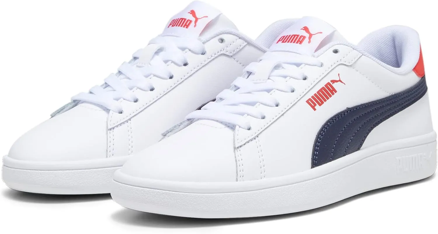 PUMA Unisex-Child Shoes Smash Sneaker, Peacoat White, 5 US Big Kid