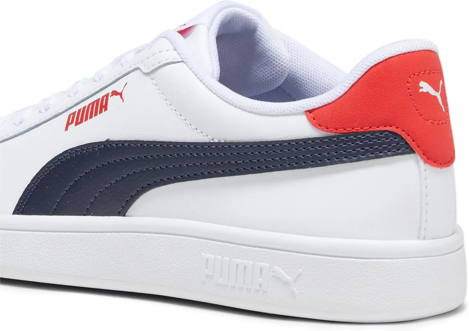 PUMA Unisex-Child Shoes Smash Sneaker, Peacoat White, 5 US Big Kid
