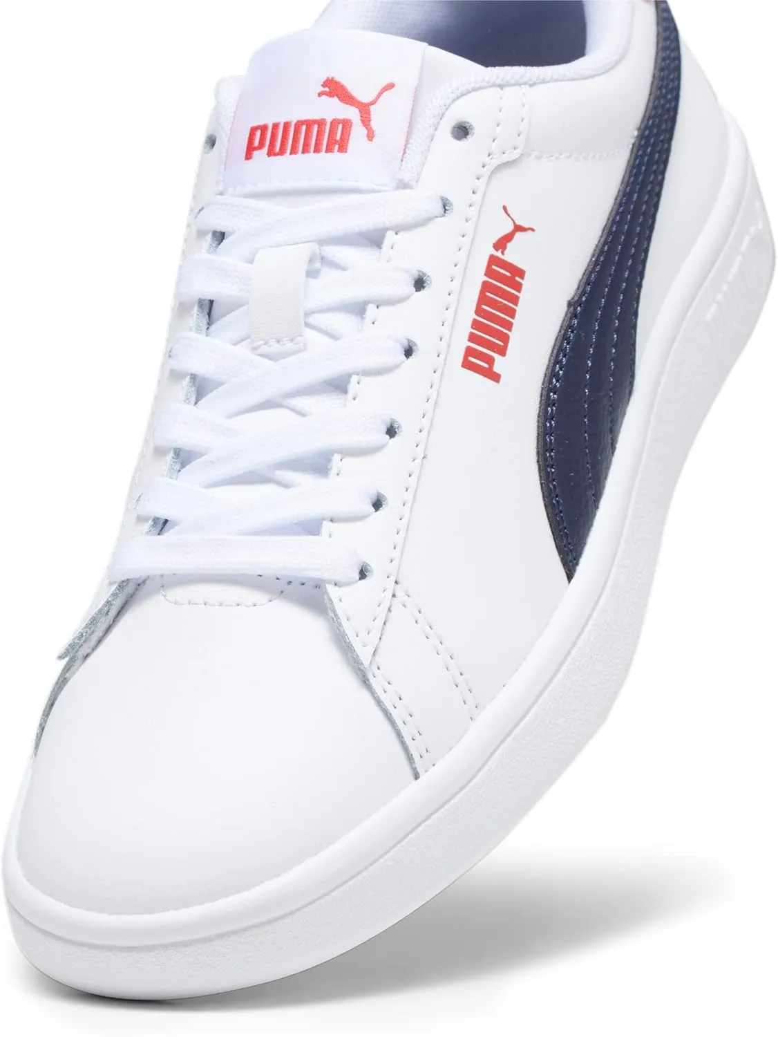 PUMA Unisex-Child Shoes Smash Sneaker, Peacoat White, 5 US Big Kid