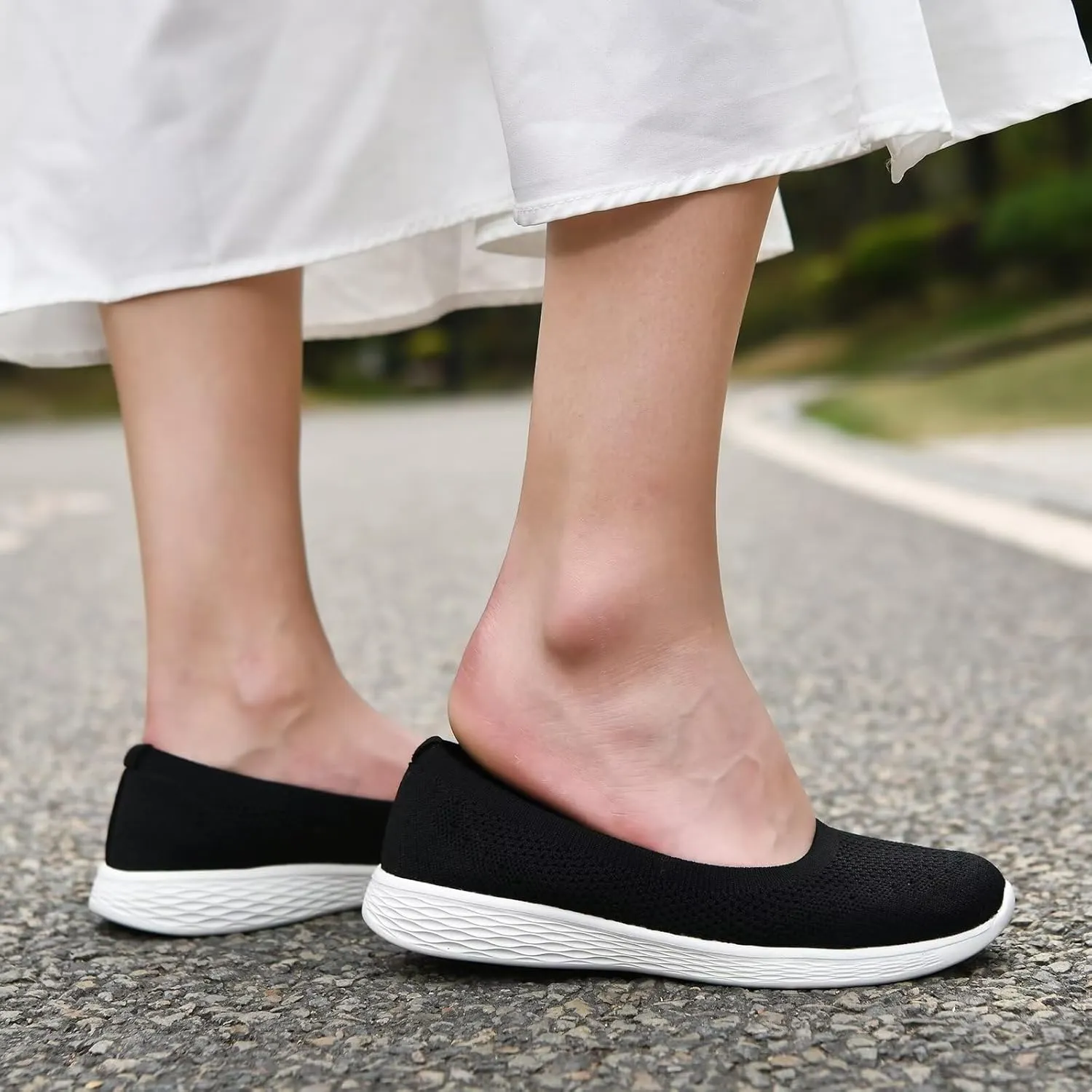 Puxowe Women's Shoes for Women Round Toe Slip on Women's Walking Flat Shoes Memory Foam Shoes Mesh Casual Nurse Sneakers Dress Shoes