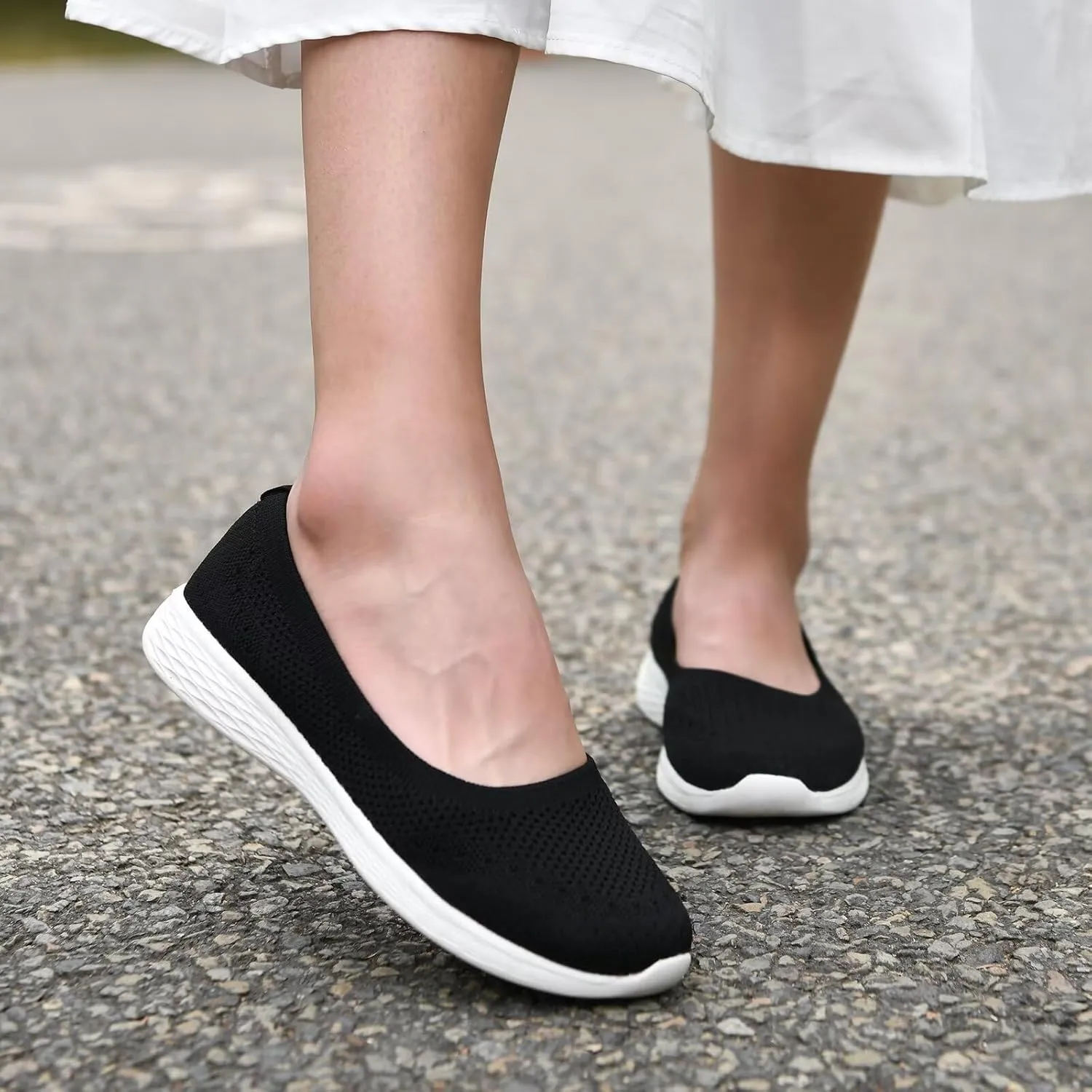 Puxowe Women's Shoes for Women Round Toe Slip on Women's Walking Flat Shoes Memory Foam Shoes Mesh Casual Nurse Sneakers Dress Shoes