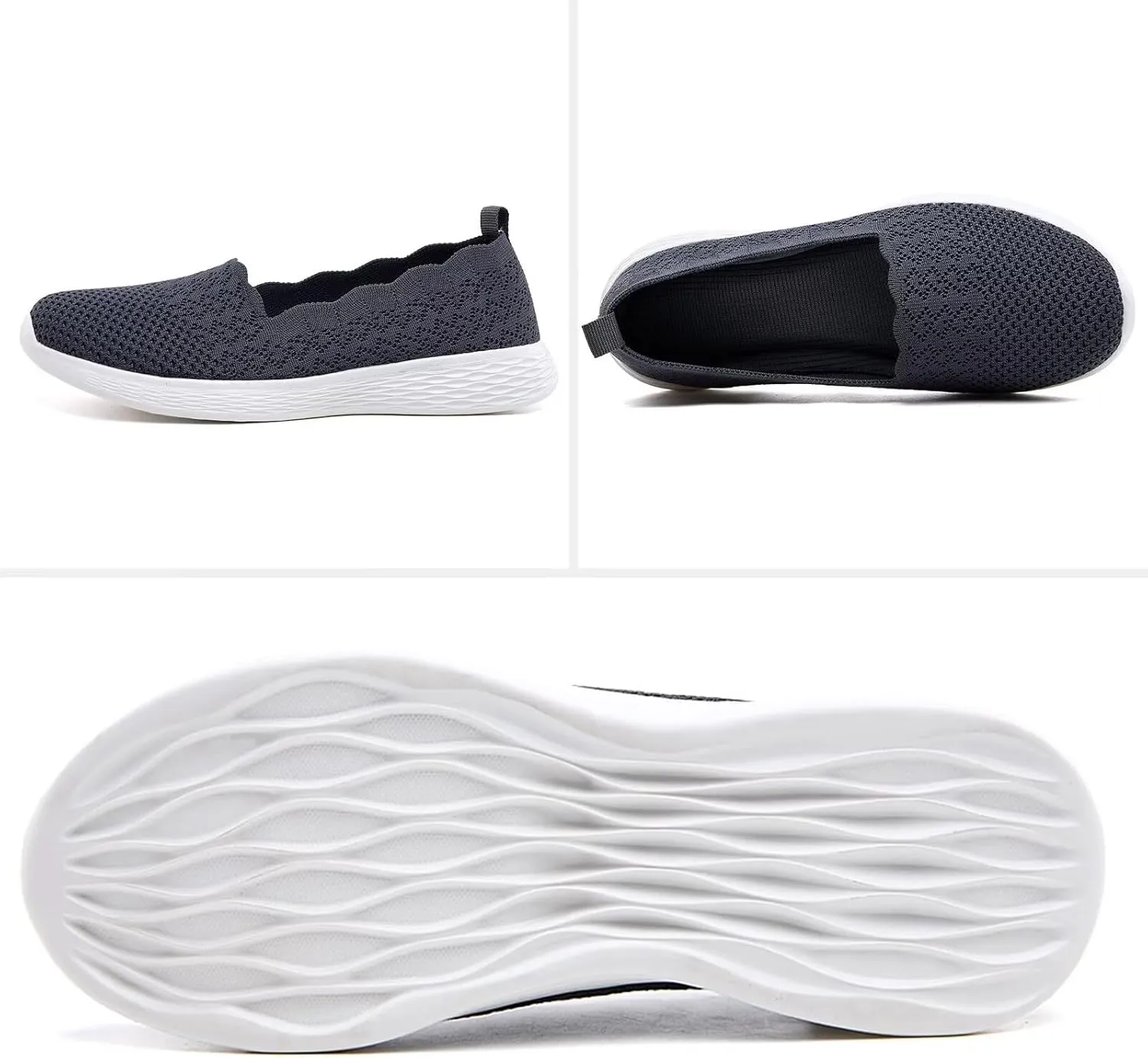 Puxowe Women's Slip on Walking Loafer Shoes-Lightweight Flat Shoes for Women Low-Top Round Toe Knit Memory Foam Sneaker