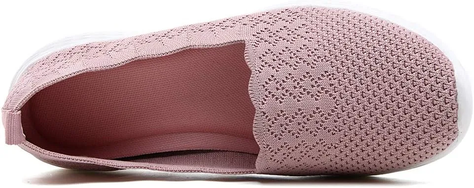 Puxowe Women's Slip on Walking Loafer Shoes-Lightweight Flat Shoes for Women Low-Top Round Toe Knit Memory Foam Sneaker