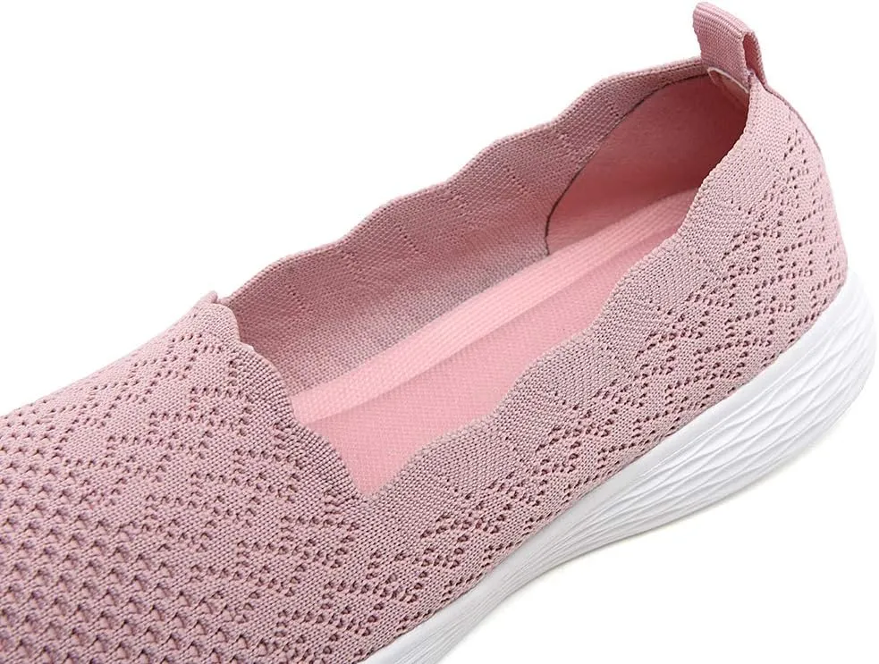 Puxowe Women's Slip on Walking Loafer Shoes-Lightweight Flat Shoes for Women Low-Top Round Toe Knit Memory Foam Sneaker