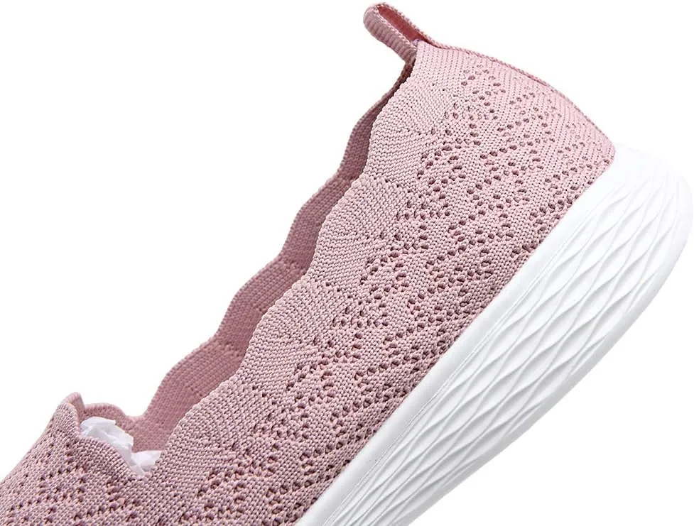 Puxowe Women's Slip on Walking Loafer Shoes-Lightweight Flat Shoes for Women Low-Top Round Toe Knit Memory Foam Sneaker