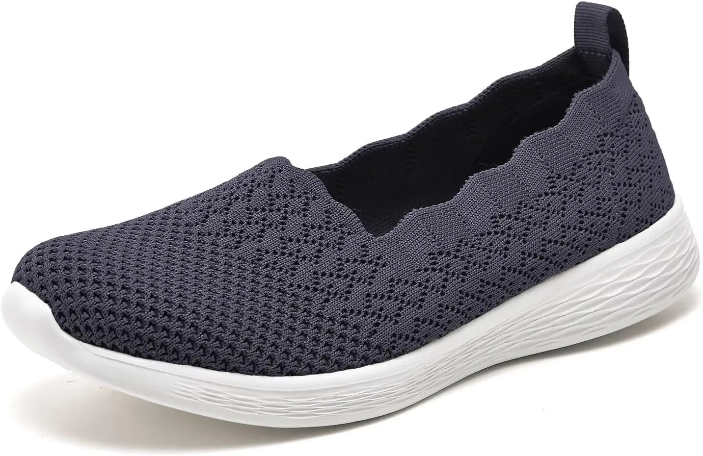 Puxowe Women's Slip on Walking Loafer Shoes-Lightweight Flat Shoes for Women Low-Top Round Toe Knit Memory Foam Sneaker