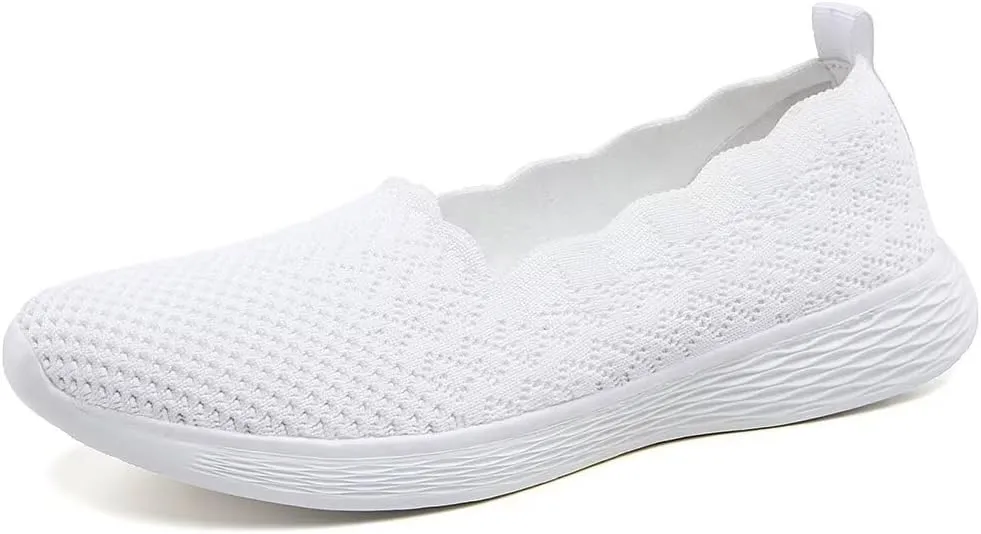 Puxowe Women's Slip on Walking Loafer Shoes-Lightweight Flat Shoes for Women Low-Top Round Toe Knit Memory Foam Sneaker