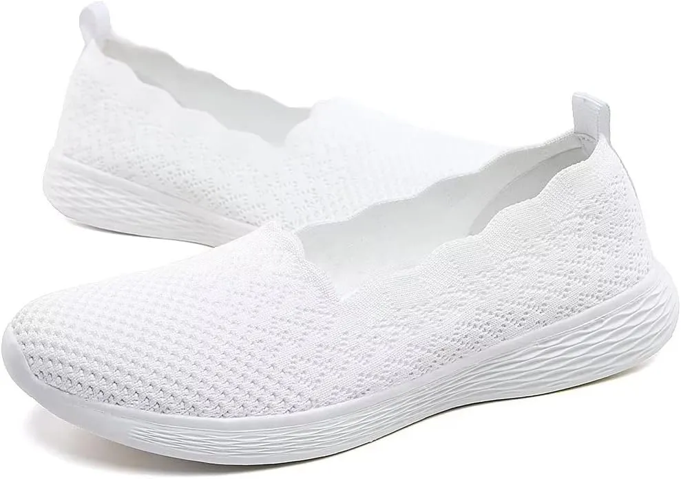 Puxowe Women's Slip on Walking Loafer Shoes-Lightweight Flat Shoes for Women Low-Top Round Toe Knit Memory Foam Sneaker