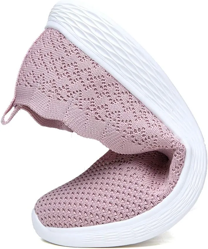 Puxowe Women's Slip on Walking Loafer Shoes-Lightweight Flat Shoes for Women Low-Top Round Toe Knit Memory Foam Sneaker