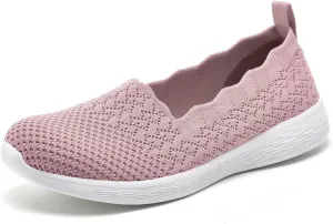 Puxowe Women's Slip on Walking Loafer Shoes-Lightweight Flat Shoes for Women Low-Top Round Toe Knit Memory Foam Sneaker