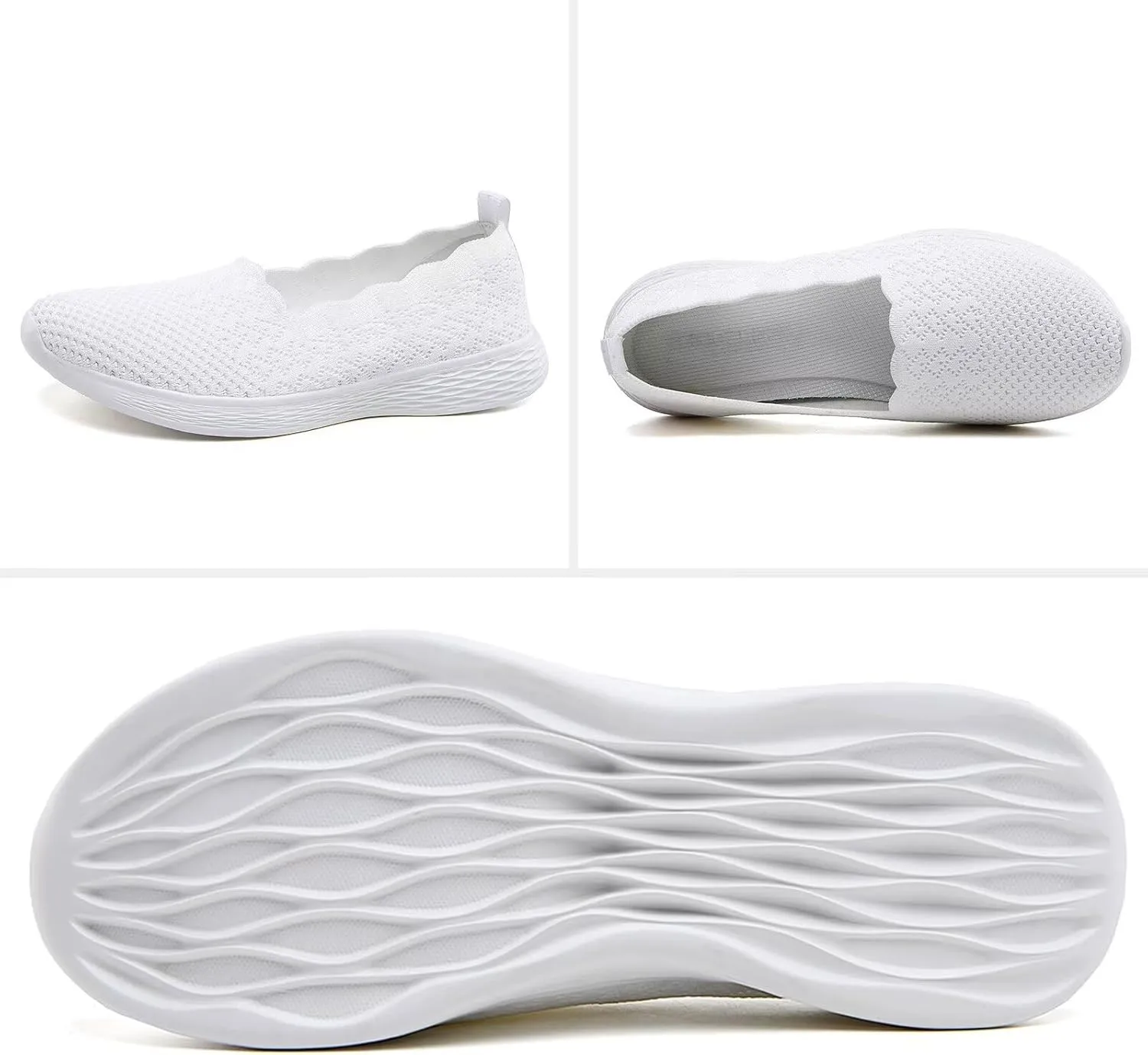 Puxowe Women's Slip on Walking Loafer Shoes-Lightweight Flat Shoes for Women Low-Top Round Toe Knit Memory Foam Sneaker