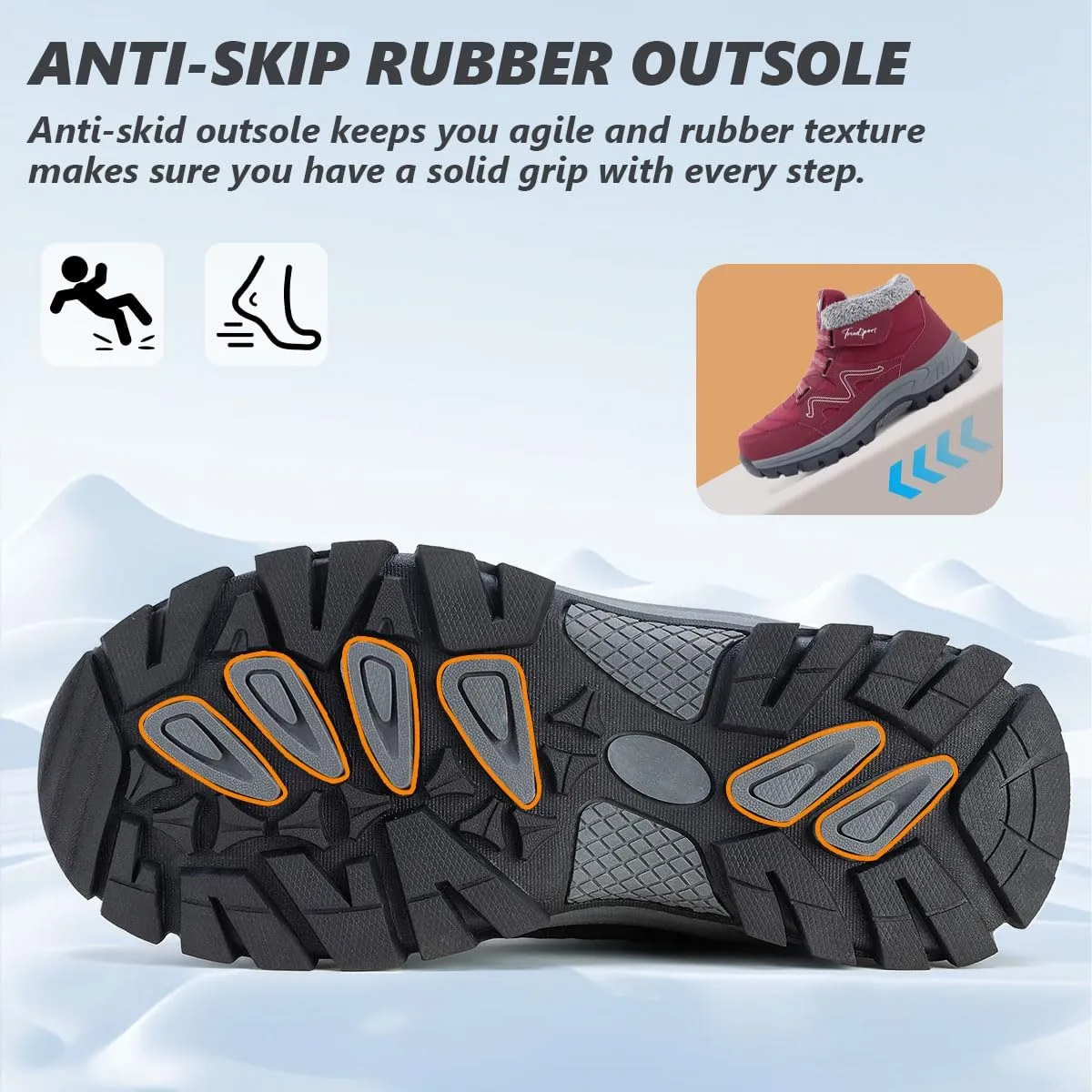 Qiucdzi Womens Winter Snow Boots Warm Fur Lined Anti-Slip Outdoor Ankle Booties Walking Shoes Non-Slip Trekking Shoes