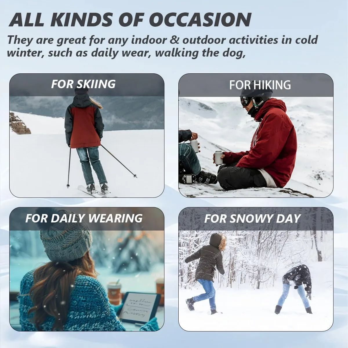 Qiucdzi Womens Winter Snow Boots Warm Fur Lined Anti-Slip Outdoor Ankle Booties Walking Shoes Non-Slip Trekking Shoes