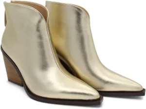 Raffelli Womens Ankle Boots Metallic Faux Leather Pointed Toe Booties with Block Heel and Back Zipper, Ankle Winter Mini Boots for Women Genuine Warm Snow Boots Comfort Booties