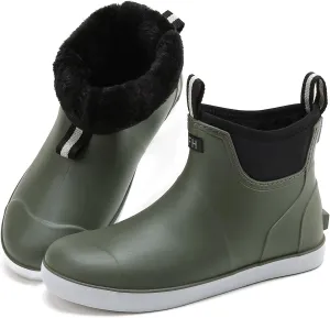 Rain Boots for Men, Waterproof Ankle Mens Deck Boots Anti-Slip Comfort Rubber Boots Chelsea Garden Shoes for Yard Fishing Outdoor Work