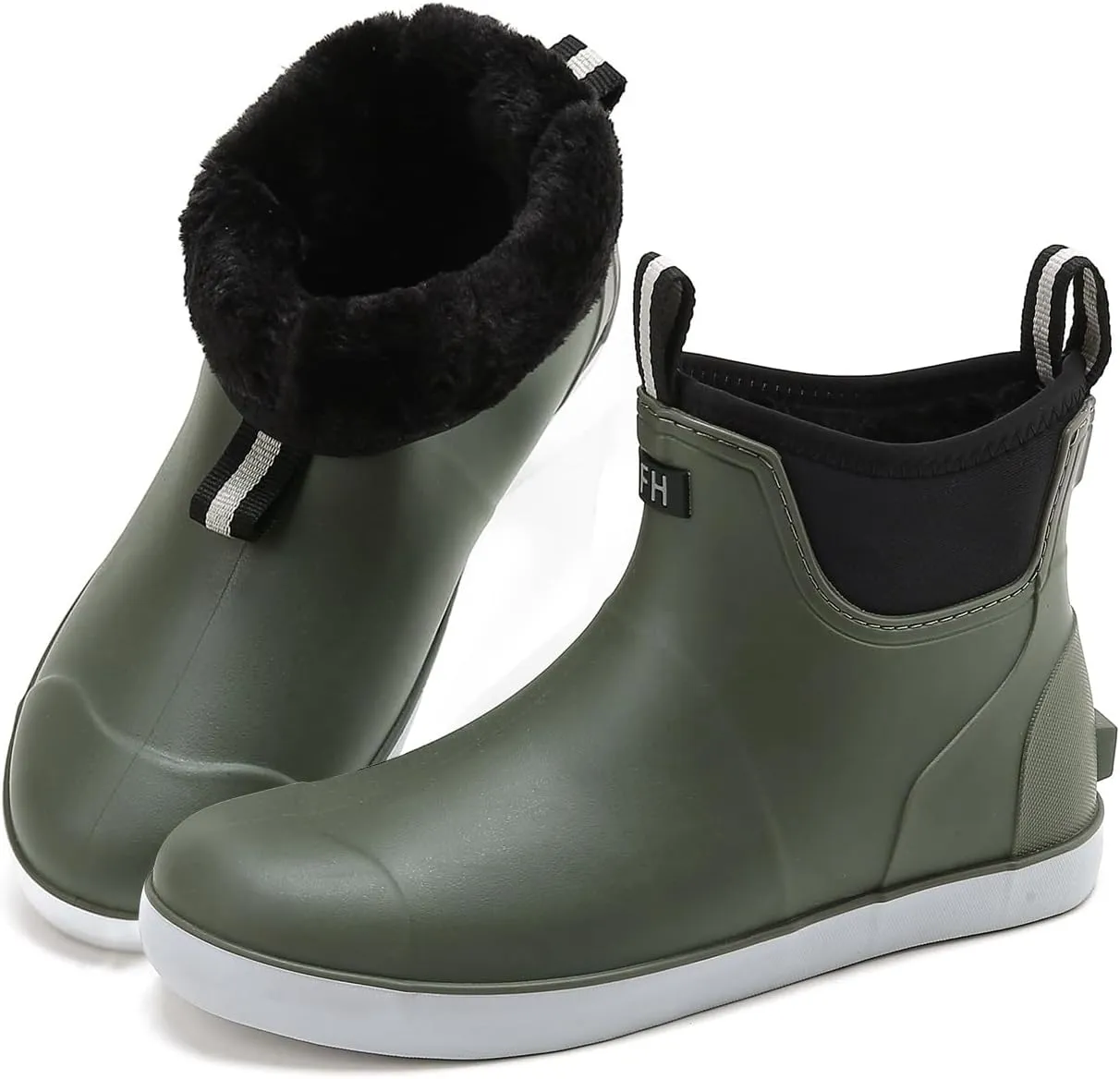 Rain Boots for Men, Waterproof Ankle Mens Deck Boots Anti-Slip Comfort Rubber Boots Chelsea Garden Shoes for Yard Fishing Outdoor Work