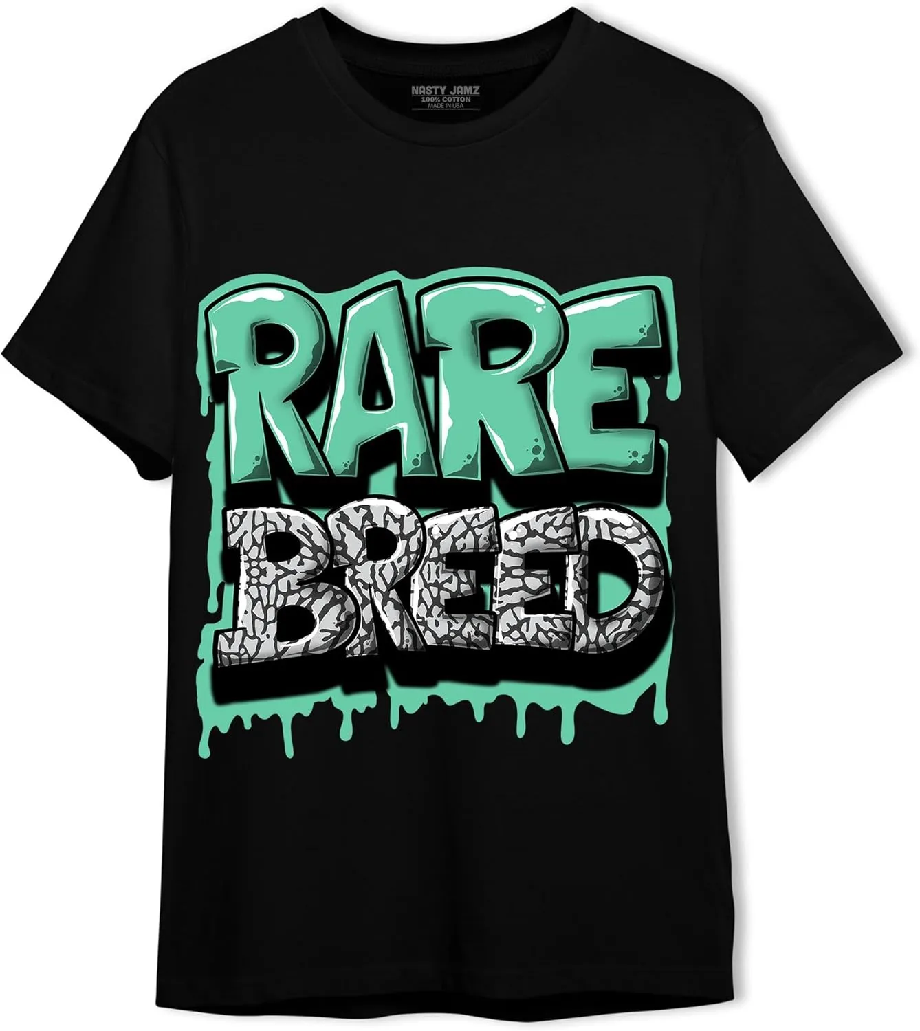 Rare Breed Unisex Shirt Matching AJ 3s Green Glow,Urban Clothing, Black, White