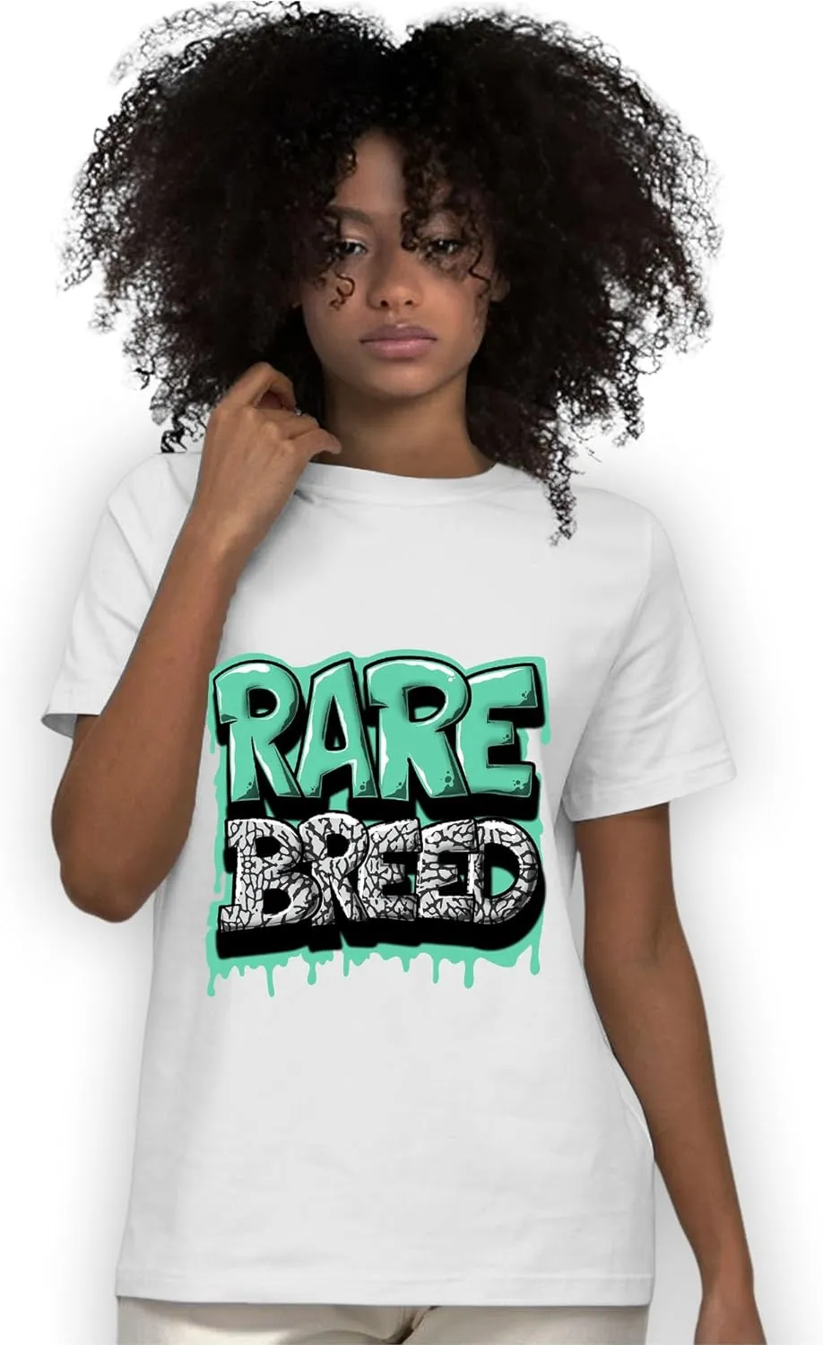 Rare Breed Unisex Shirt Matching AJ 3s Green Glow,Urban Clothing, Black, White