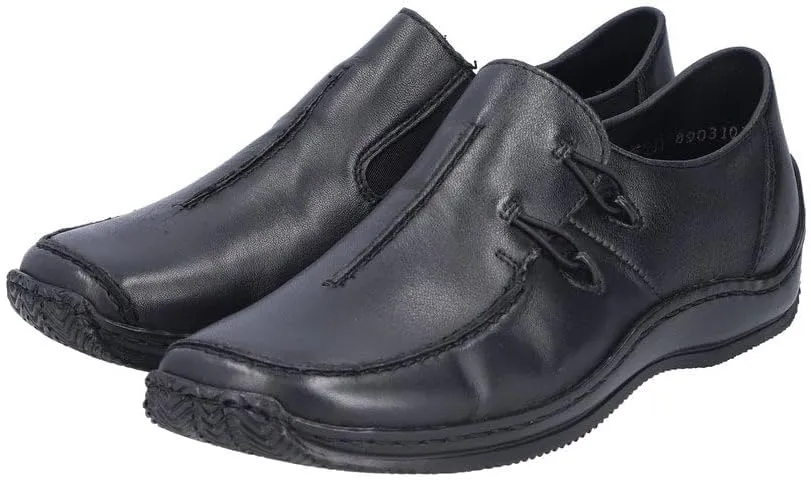 Rieker L1751 Celia Leather Slip-On Women’s Shoes - Comfortable High-Coverage Loafers with Elegant Stitch Detailing, Anti-Stress and Flexible Everyday Support