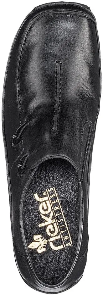 Rieker L1751 Celia Leather Slip-On Women’s Shoes - Comfortable High-Coverage Loafers with Elegant Stitch Detailing, Anti-Stress and Flexible Everyday Support