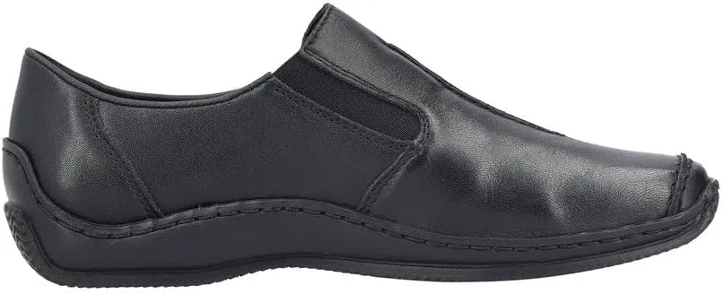 Rieker L1751 Celia Leather Slip-On Women’s Shoes - Comfortable High-Coverage Loafers with Elegant Stitch Detailing, Anti-Stress and Flexible Everyday Support