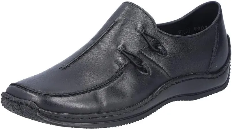 Rieker L1751 Celia Leather Slip-On Women’s Shoes - Comfortable High-Coverage Loafers with Elegant Stitch Detailing, Anti-Stress and Flexible Everyday Support