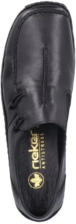 Rieker L1751 Celia Leather Slip-On Women’s Shoes - Comfortable High-Coverage Loafers with Elegant Stitch Detailing, Anti-Stress and Flexible Everyday Support
