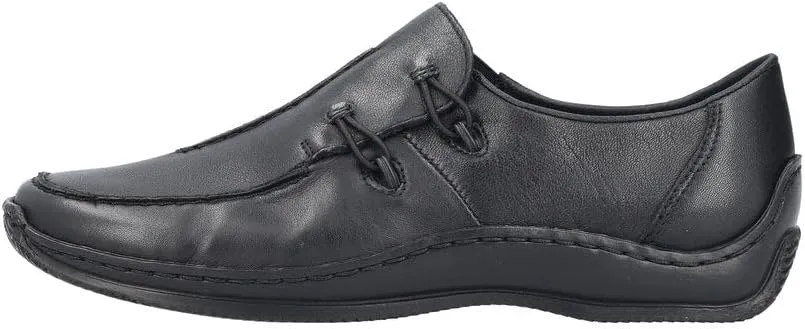 Rieker L1751 Celia Leather Slip-On Women’s Shoes - Comfortable High-Coverage Loafers with Elegant Stitch Detailing, Anti-Stress and Flexible Everyday Support