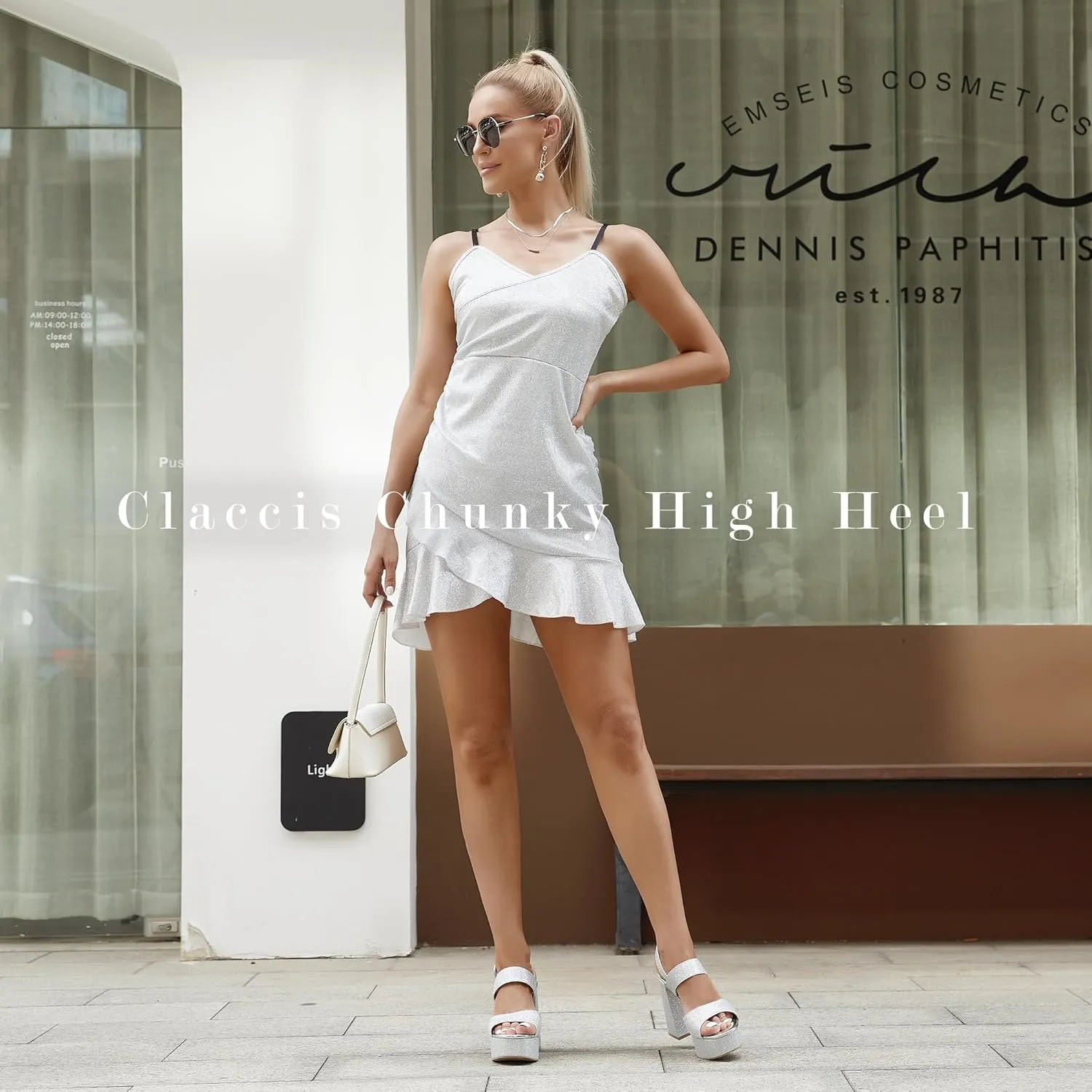 risdoada Platform Heels for Women 4.53 Inches Chunky High Heels Ankle Strap Square Toe Heeled Sandals Wedding Party Wedges Pumps