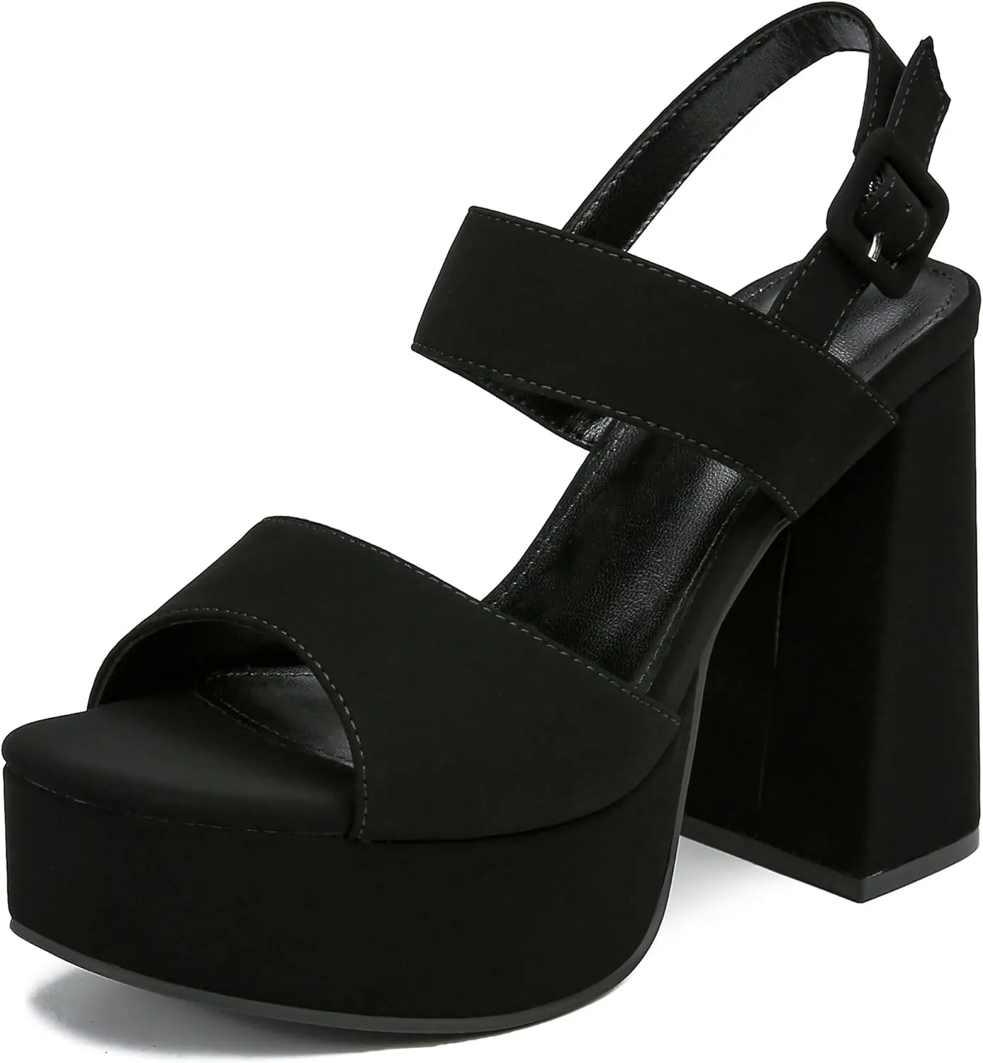 risdoada Platform Heels for Women 4.53 Inches Chunky High Heels Ankle Strap Square Toe Heeled Sandals Wedding Party Wedges Pumps