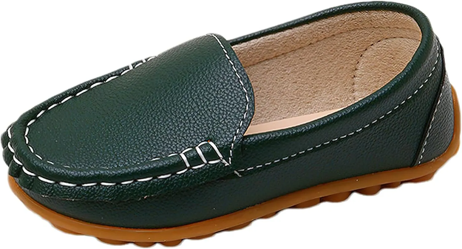 rismart Unisex Kids Slip on Loafers for Boys Girls School Casual Dress Flat Shoes