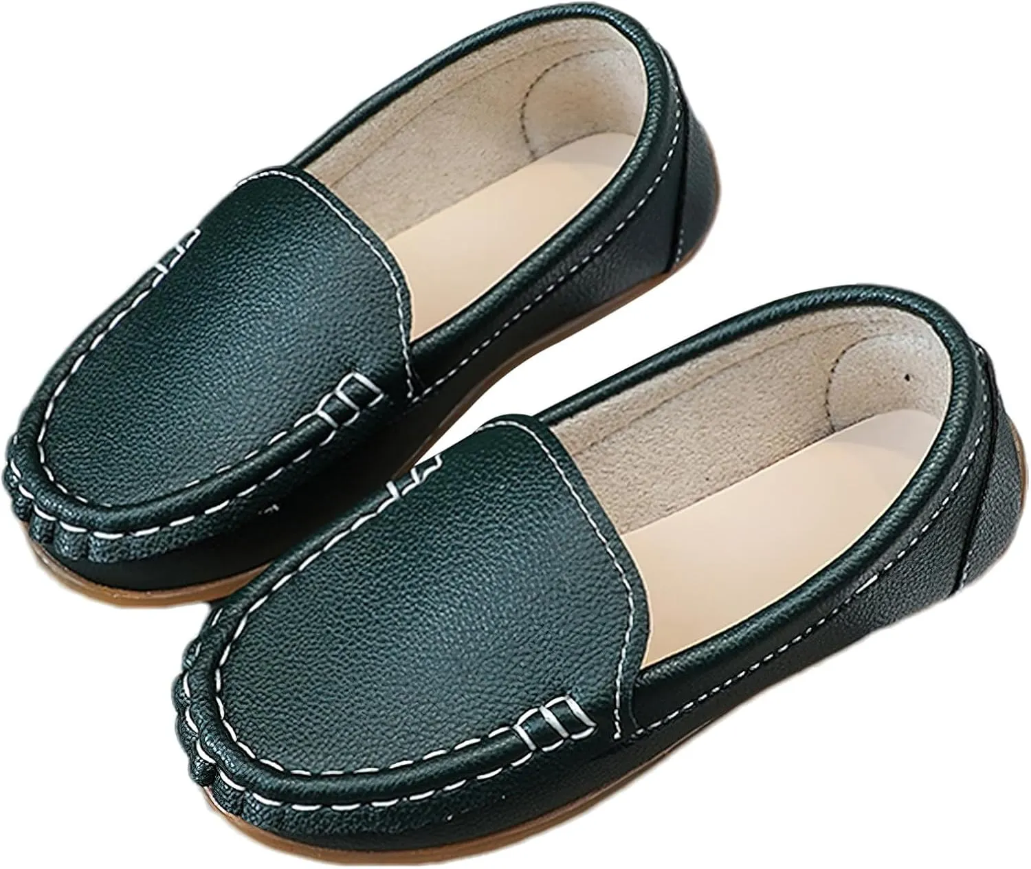 rismart Unisex Kids Slip on Loafers for Boys Girls School Casual Dress Flat Shoes