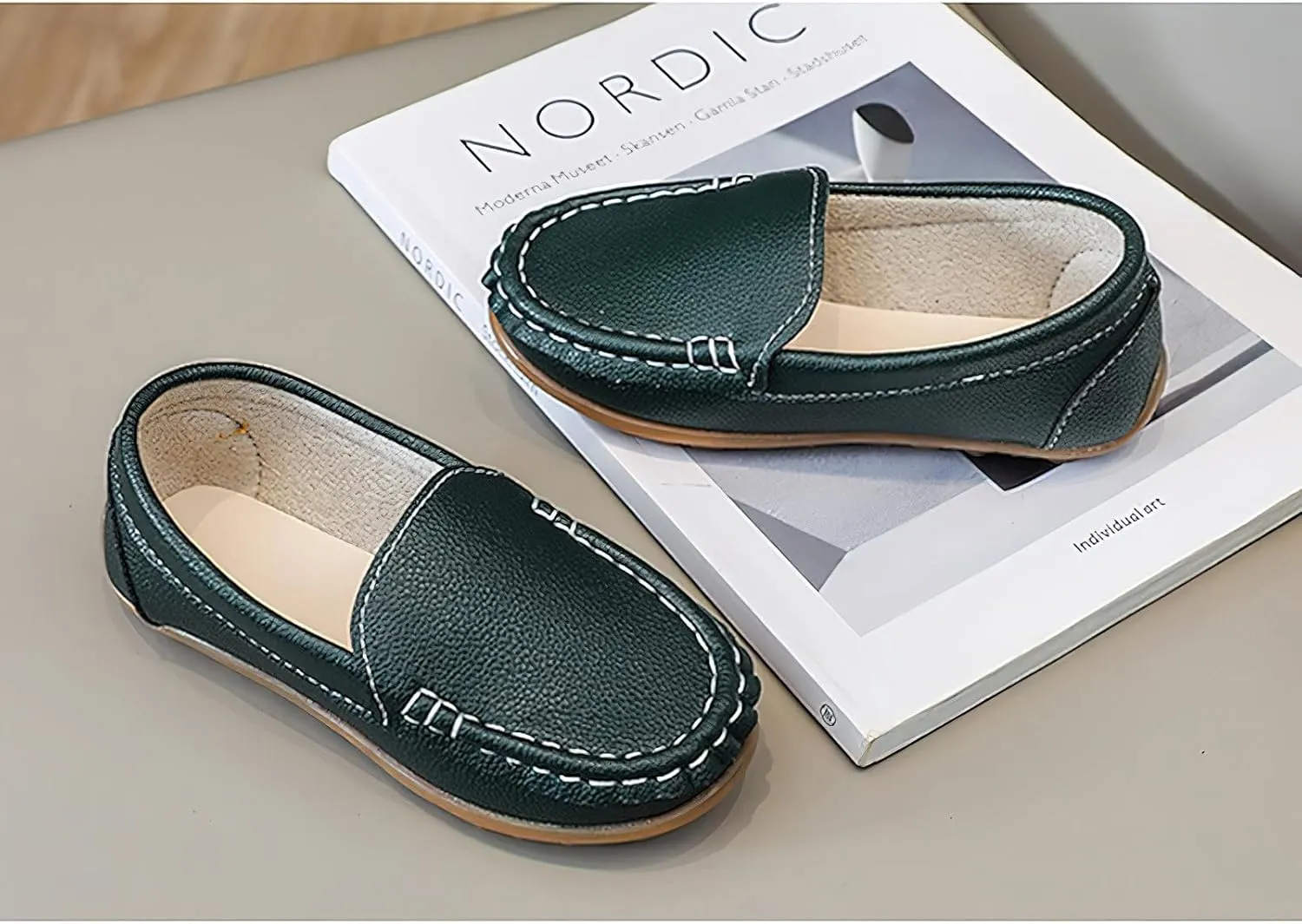 rismart Unisex Kids Slip on Loafers for Boys Girls School Casual Dress Flat Shoes