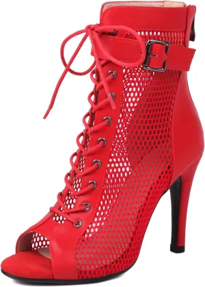 Roimaash 7/9.5/11CM Heel Height Women Gladiator Sandals Summer Boots Dance Shoes